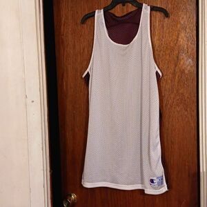 Men's 2XL Champion Reversable Tank‎ Shirt Burgundy And White Great Condit…